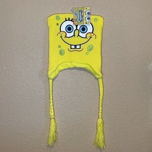 SpongeBob SquarePants Beanie Hat (Nickelodeon) Knit Cap w/Braided Tassels